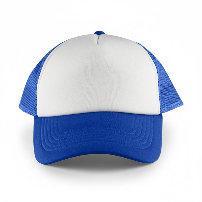 White Front 5 Panel Trucker Mesh Cap